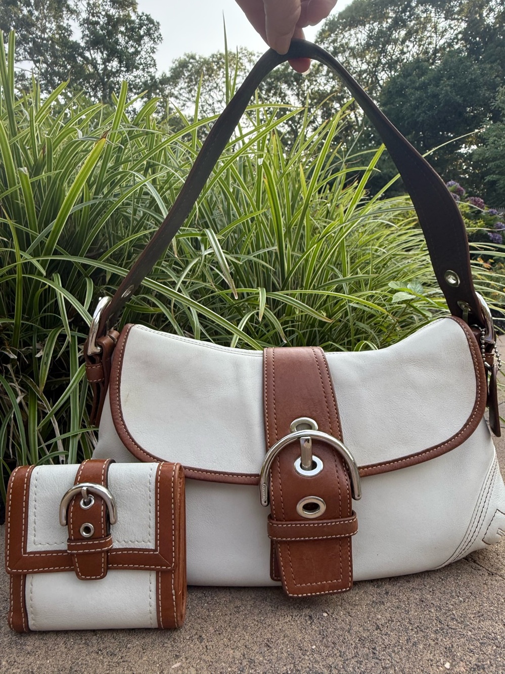 Coach SoHo flap Leather Shoulder Bag with Matching Wallet